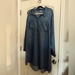 Terra & Sky Faux Denim Shirt Dress